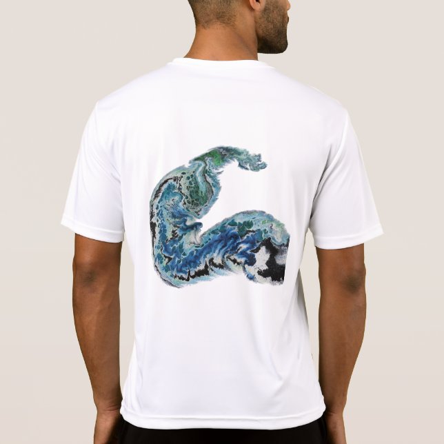 Dragon in the Waves – Abstract Ocean Energy T Shirt (Baksida)