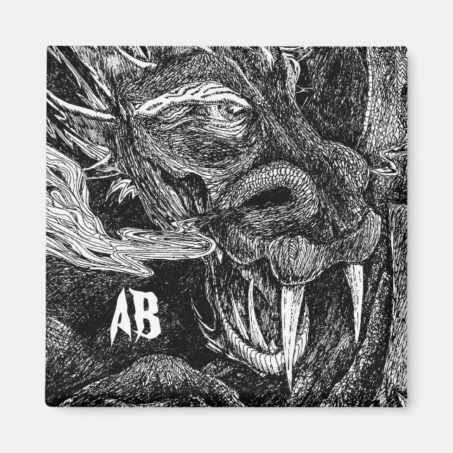Dragon 'initialer fridge magnet (Framsidan)