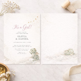 Dragon It's a Girl Couples Storybook Baby Shower Inbjudningar