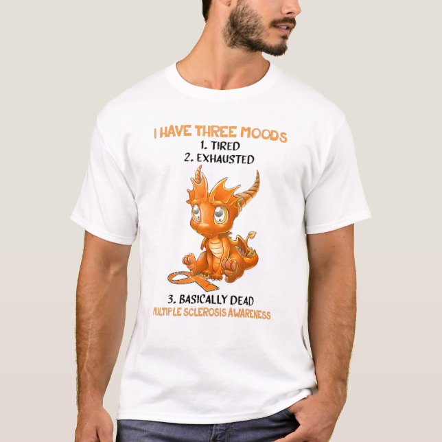 Dragon jag har tre Mångarna Sclerosis Medveten T Shirt (Framsida)