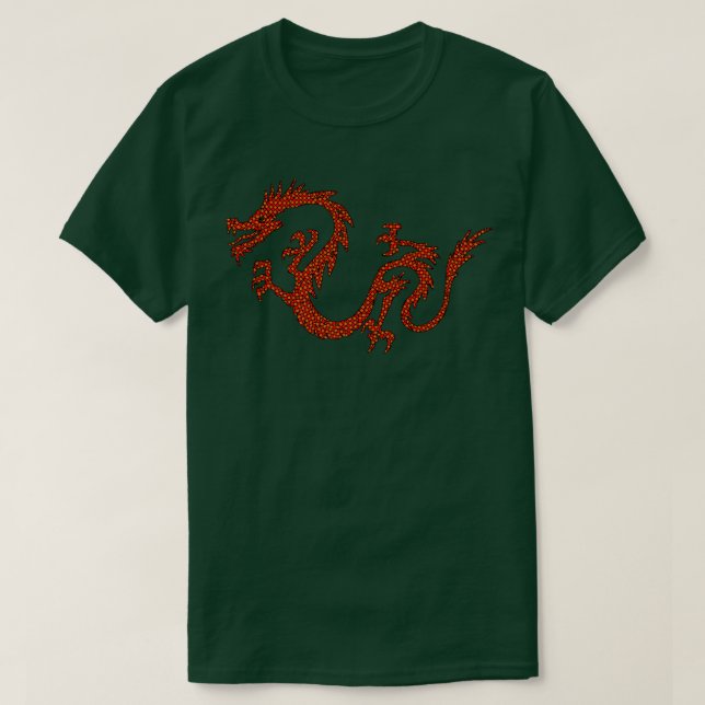 Dragon Japan Retro Style Asia Mosaic Dragon  T Shirt (Design framsida)