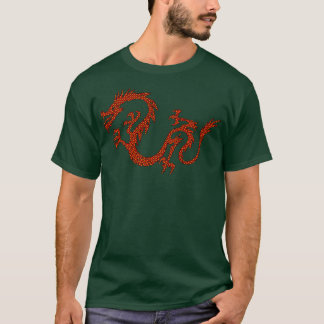 Dragon Japan Retro Style Asia Mosaic Dragon  T Shirt