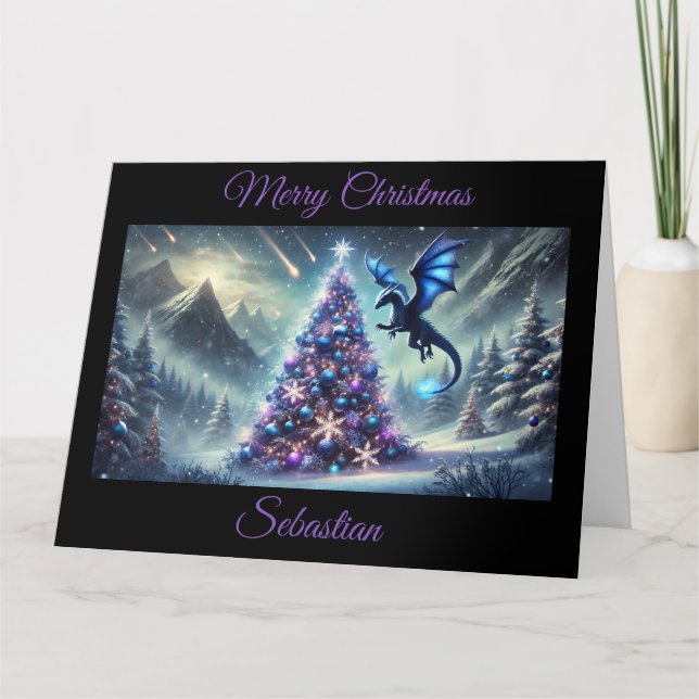 Dragon jul Fantasy Card Kort (Framsida)