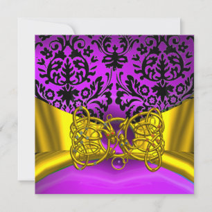 DRAGON KÄRLEK GULD LILA SVART DAMAST MONOGRAM INBJUDNINGAR