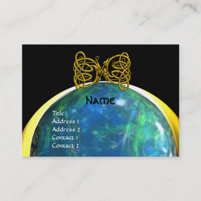 DRAGON KÄRLEK opale gult black grönt blue Visitkort (Framsida)