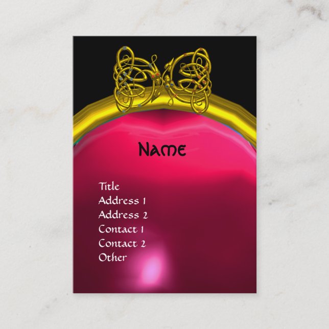 DRAGON KÄRLEK RUBY MONOGRAM Red Black gult rosa  Visitkort (Framsida)