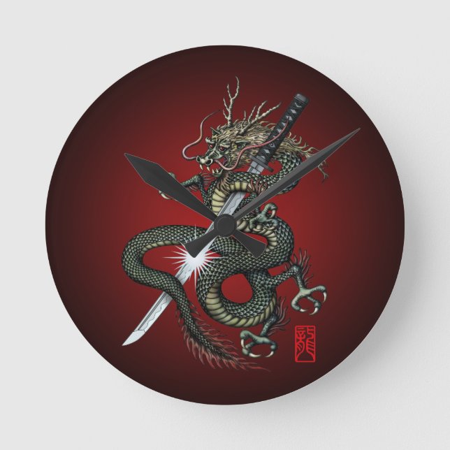 Dragon katana3 rund klocka (Framsida)