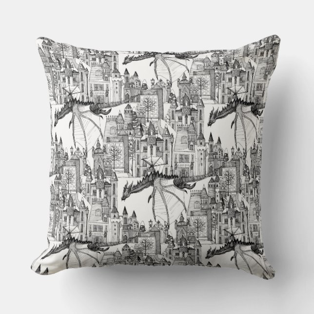 Dragon Kingdom Winter Toile Kudde (Framsida)