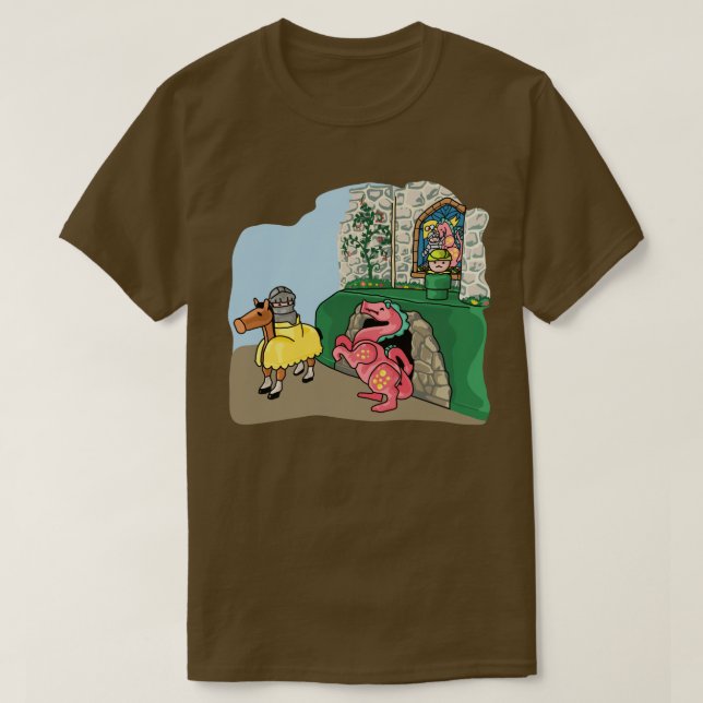 Dragon, Knight och Outlaw Hero vid slottet T Shirt (Design framsida)