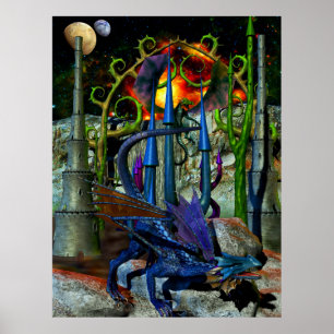 Dragon Krig: Torn Fantasy Art Poster