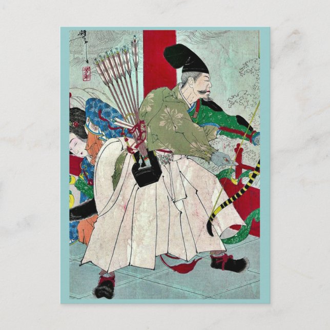 Dragon Kung palace av Taiso, Yoshitoshi Ukiyoe Vykort (Framsida)