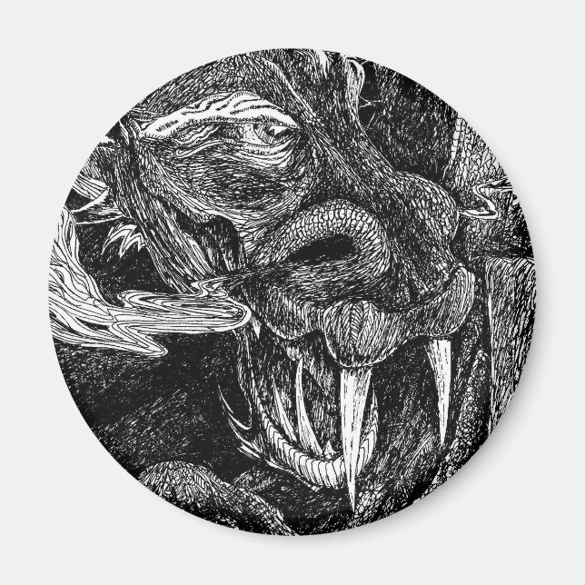 Dragon kylmagnet round magnet (Framsidan)
