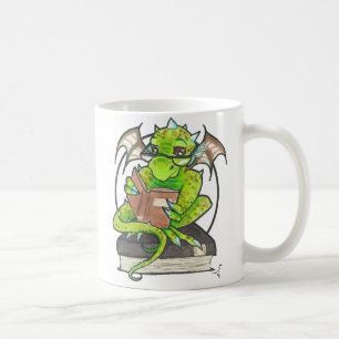 Dragon Läser fantasybilder på kaffe Kopp