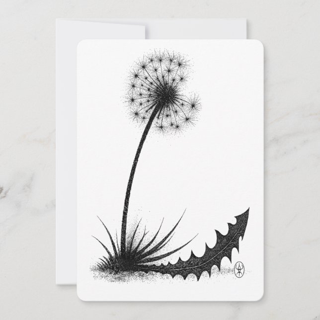 Dragon‑Leaf Dandelion • Haunted Ink Botanical Inbjudningar (Framsida)