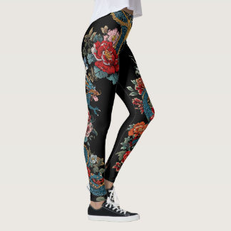 Dragon Leggings in Japanska Tattoo Stil