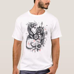 Dragon & Leopard Yin Tattoo T Shirt