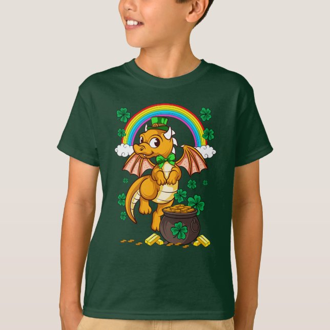 Dragon Leprechaun St patricks day Irish T Shirt (Framsida)