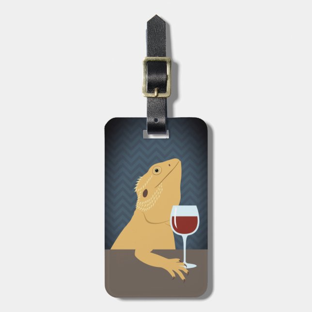 Dragon Lizard Drinking Vin Luggage Tag Bagagebricka (Vertikal Framsida)