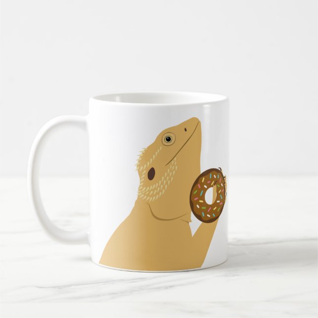 Dragon Lizard Holding Donut Coffee Mugg (Vänster)