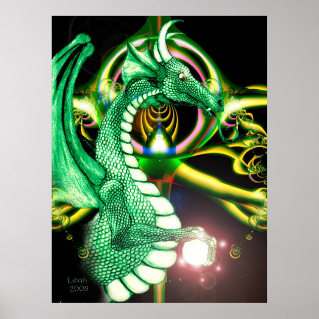 ~Dragon Lore~ Magic Grönt Dragon Poster (Framsidan)