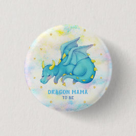 Dragon Mamma to be Baby Shower Blue Dragon Button Knapp