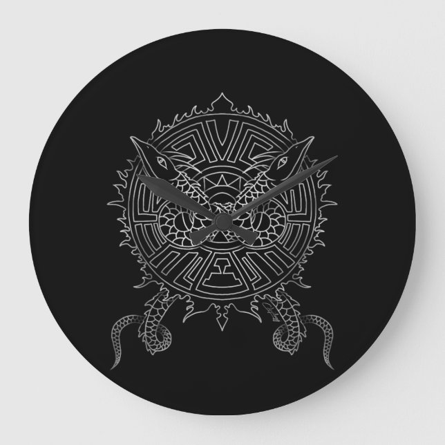 Dragon Mandala Tattoo Design Stor Klocka (Framsida)