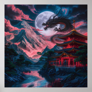 Dragon Måne bergen Poster