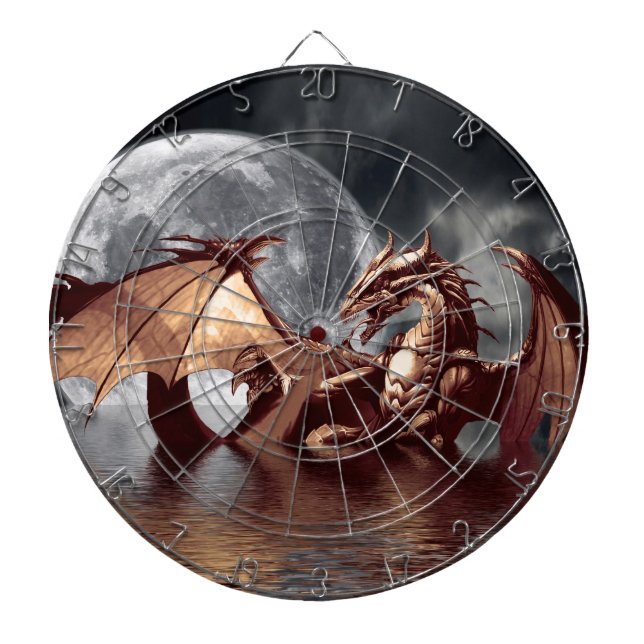 Dragon & Måne Fantasy Art Dart Board Piltavla (Framsidan)