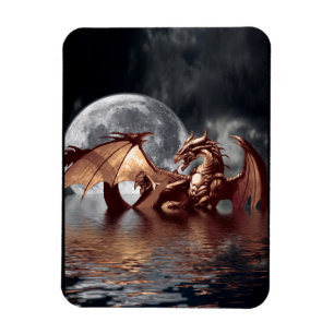 Dragon & Måne Fantasy Art Magnet