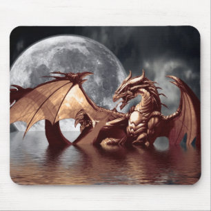 Dragon & Måne Fantasy Art Mousepad Musmatta