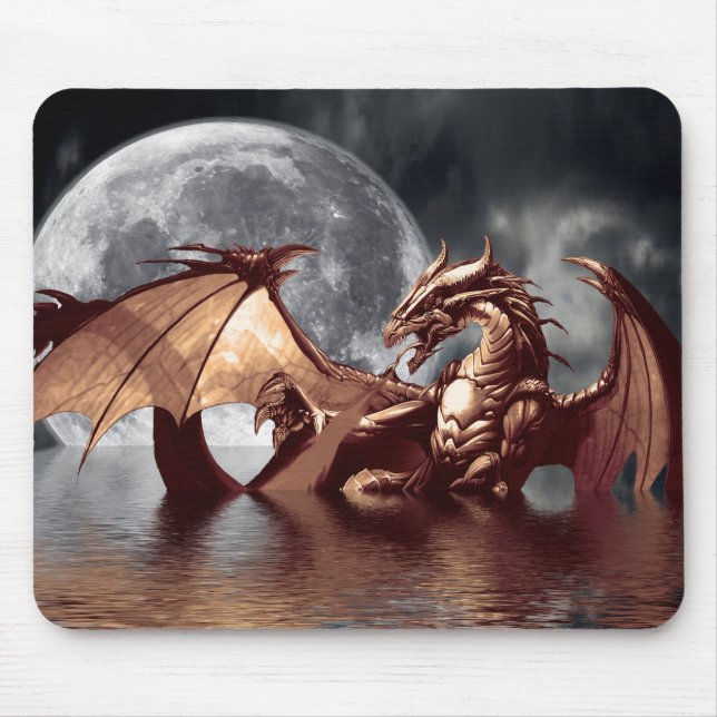 Dragon & Måne Fantasy Art Mousepad Musmatta (Framsidan)