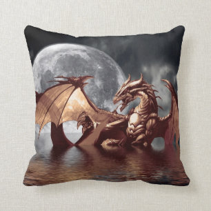 Dragon & Måne Fantasy Mythical Dekorativ kudde