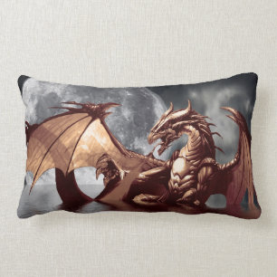 Dragon & Måne Fantasy Mythical Dekorativ kudde