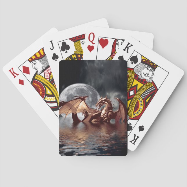 Dragon & Måne Fantasy Mythical Spelingkort Casinokort (Baksidan)