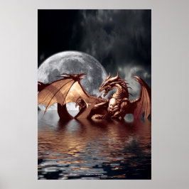 Dragon & Måne Fantasy Poster