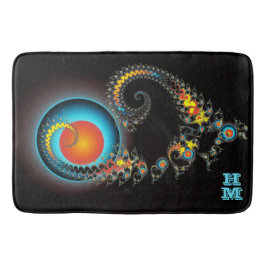 Dragon Måne Modern Fractal Art med Monogram Badrumsmatta