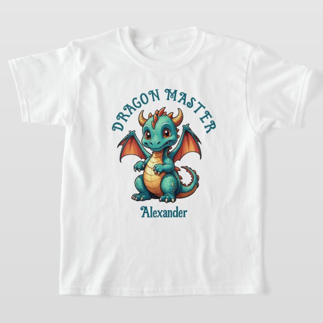 Dragon Master Cute Grönt Analize T Shirt (Laydown)