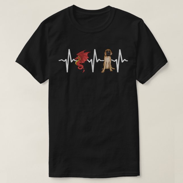 Dragon Mastiff Heartslag Hund älskare  T Shirt (Design framsida)