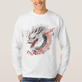 Dragon med röd och vit skala t shirt