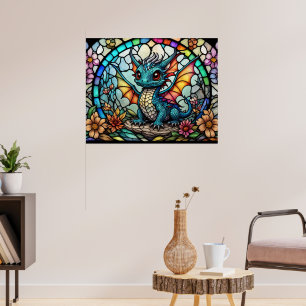 Dragon med sockel Poster