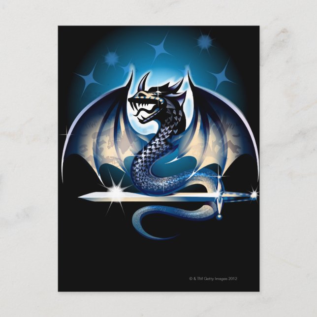 Dragon med svärd vykort (Framsida)