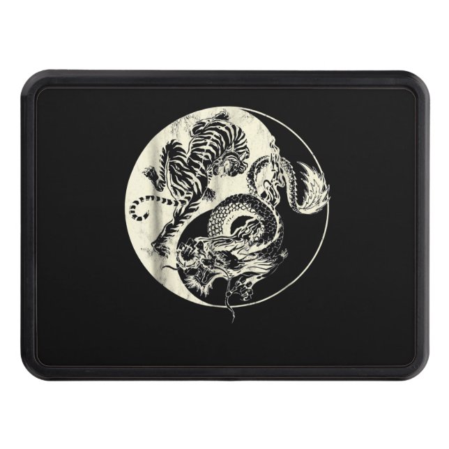 Dragon med tiger Tatto YIN och Yang Beast Fight Dragkroksskydd (Framsidan)