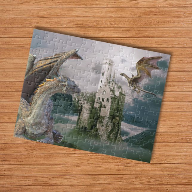 Dragon Medieval Castle Bronze Fantasy Pussel (Skapare uppladdad)