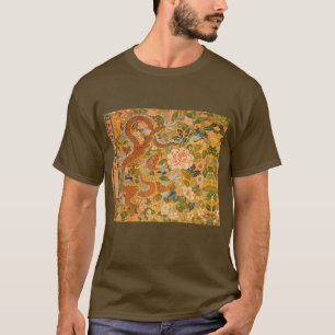 DRAGON MELLAN PEONIER,FLÖDEN,Blommigten GRÖNT LÖV T Shirt