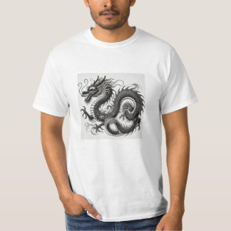 Dragón Místico en Blanco y Negro Economica T Shirt