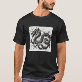 Dragón Místico en Blanco y Negro T Shirt