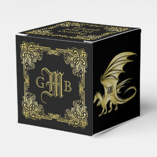 Dragon Monogram Guld, traditionell Bok Ram Presentaskar