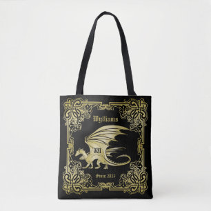 Dragon Monogram Guld, traditionell Bok Ram Tygkasse