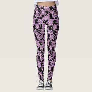 Dragon mönster 01.wx4x4.blue lila BG Leggings