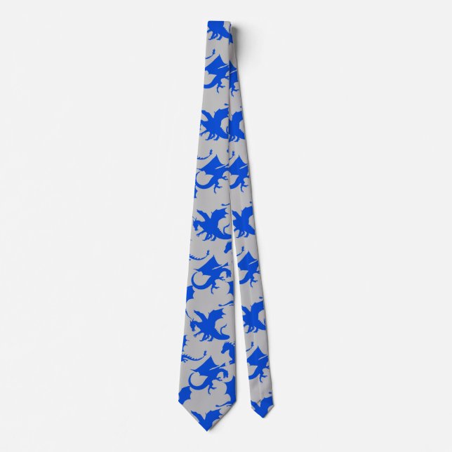 Dragon mönster 02 blue.bwx4 grått BG Slips (Framsida)